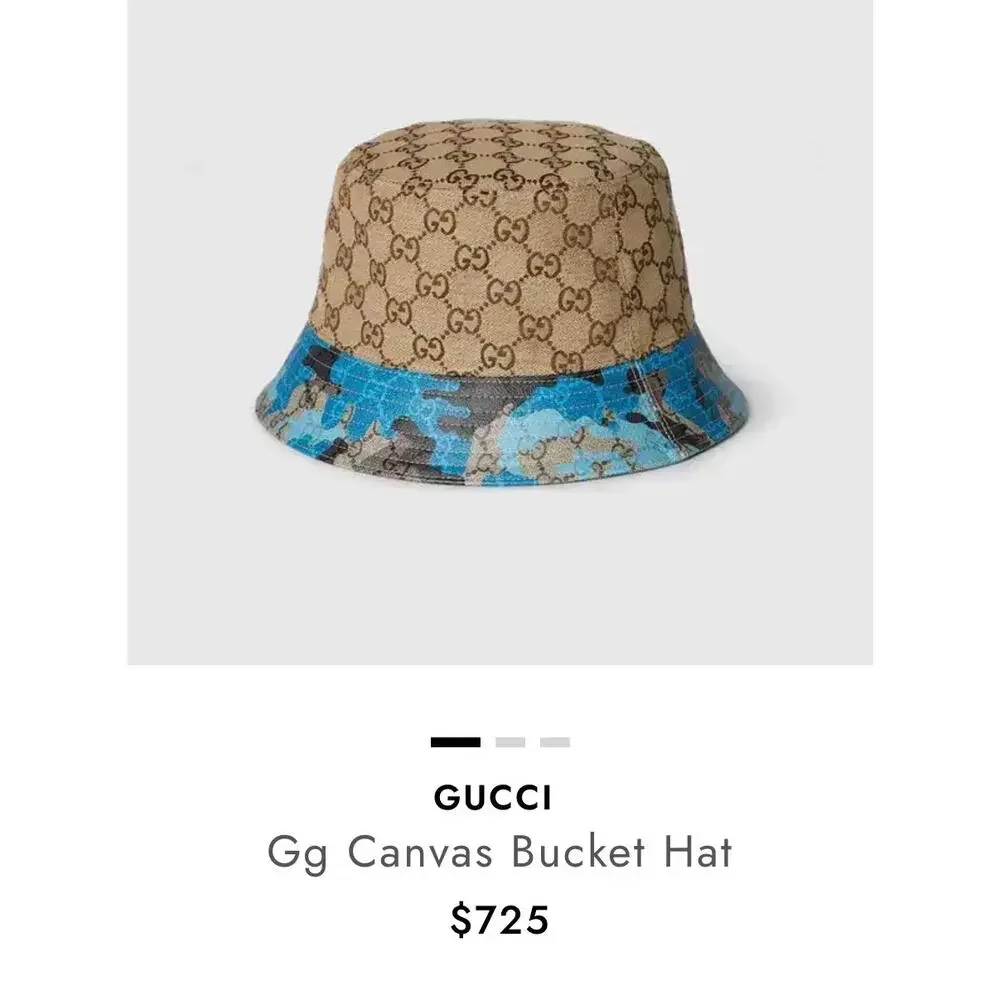 NWT Gucci GG Supreme Canvas Bucket Hat M 58cm Blue Camo Unisex